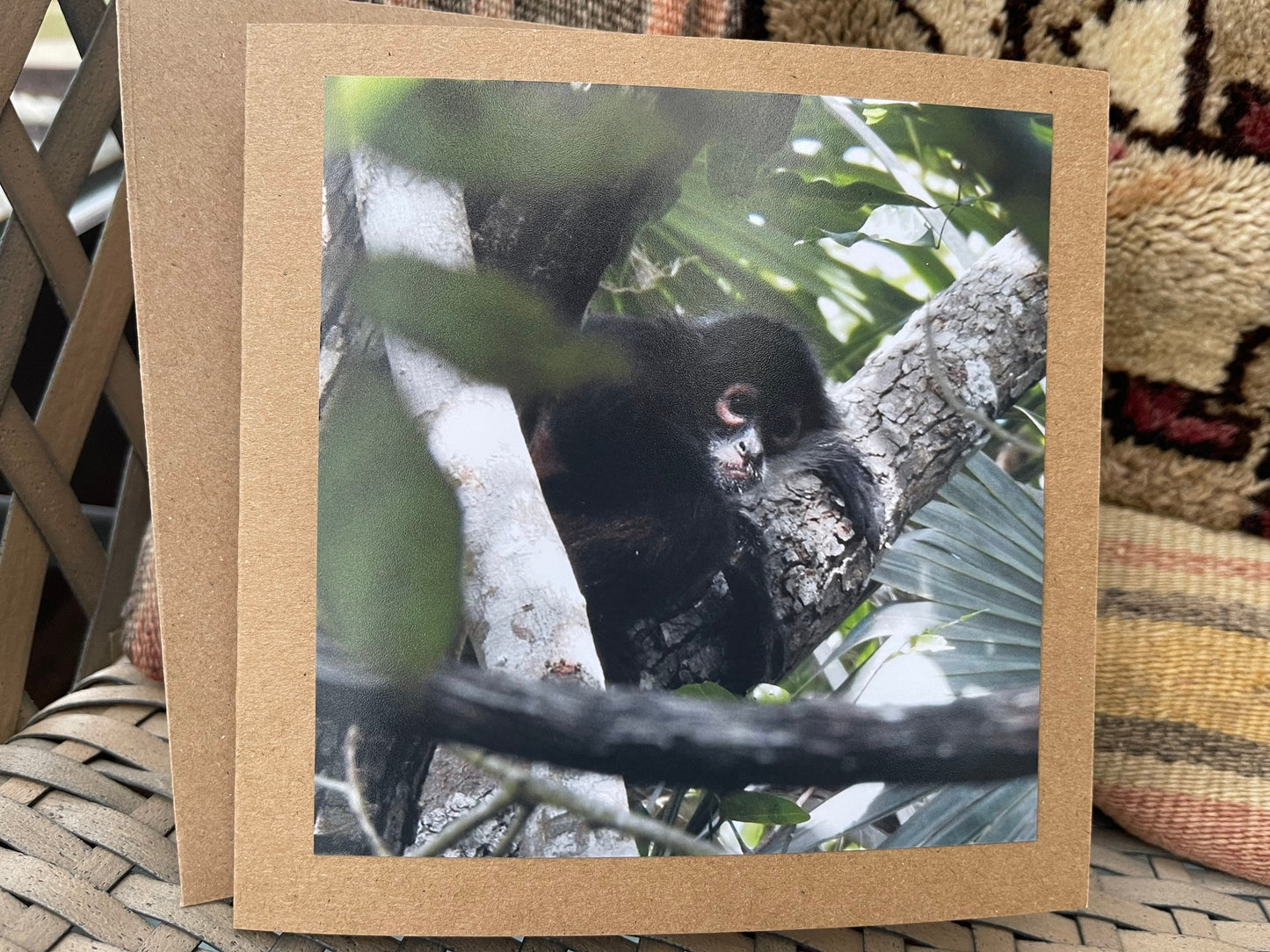 Monkey card. Handmade card, recycled card. Wildlife photography. Eco friendly card, boho nature card, rustic card, card for monkey lover,