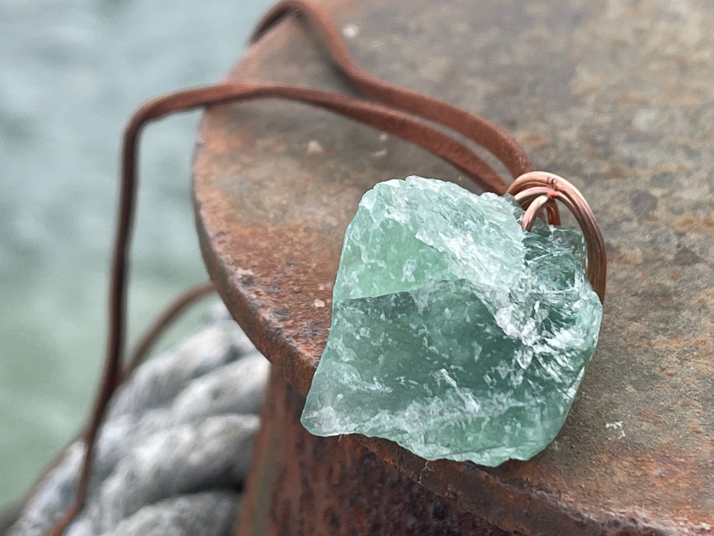 Fluorite necklace, eco friendly gift for her, green fluorite pendant, boho pendants, handmade necklace, gift for him, ethical jewellery