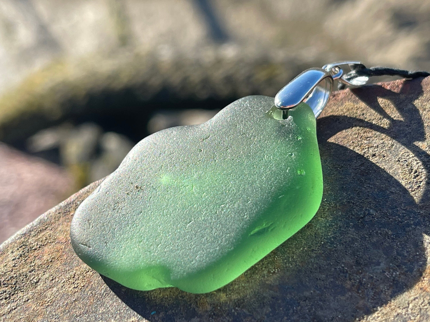 Sea glass necklace. Recycled gift, boho necklace, unusual gift for him, eco friendly gift for man, sea glass pendant, ethical jewellery