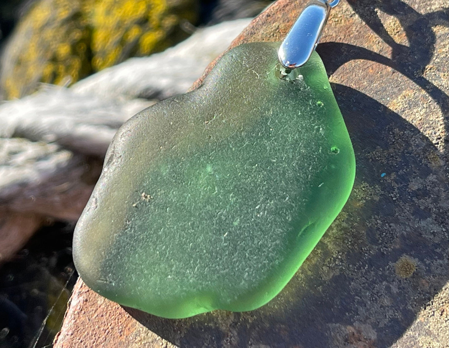 Sea glass necklace. Recycled gift, boho necklace, unusual gift for him, eco friendly gift for man, sea glass pendant, ethical jewellery