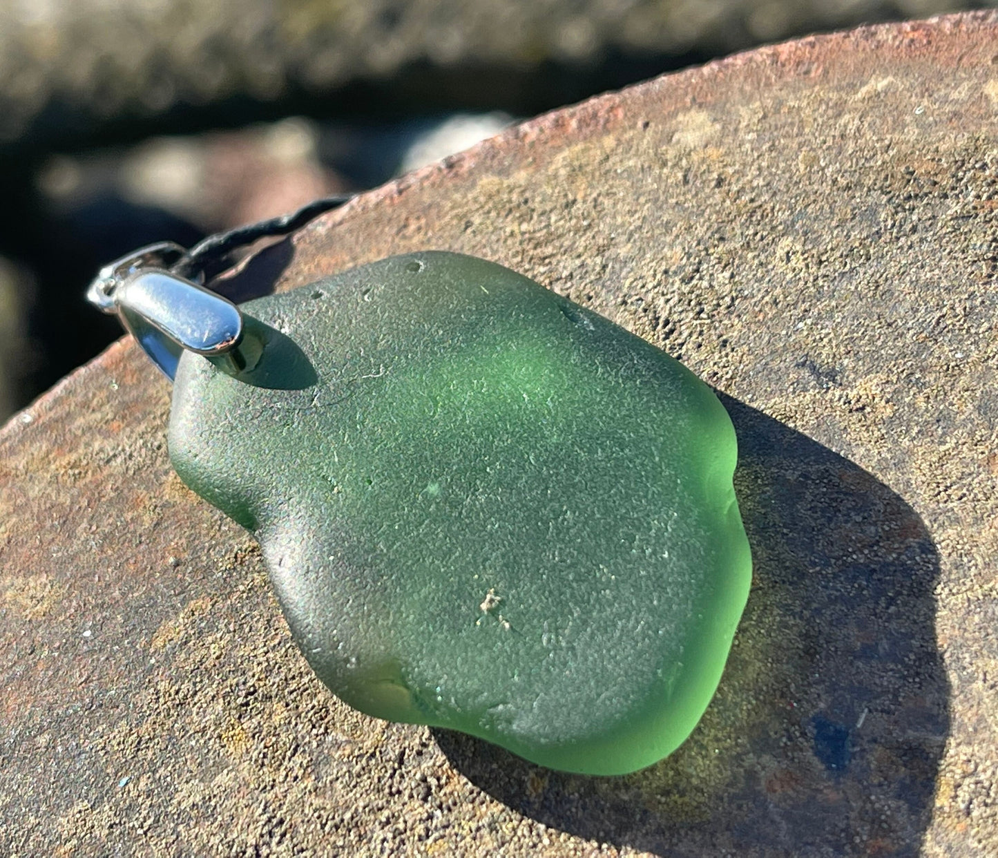 Sea glass necklace. Recycled gift, boho necklace, unusual gift for him, eco friendly gift for man, sea glass pendant, ethical jewellery