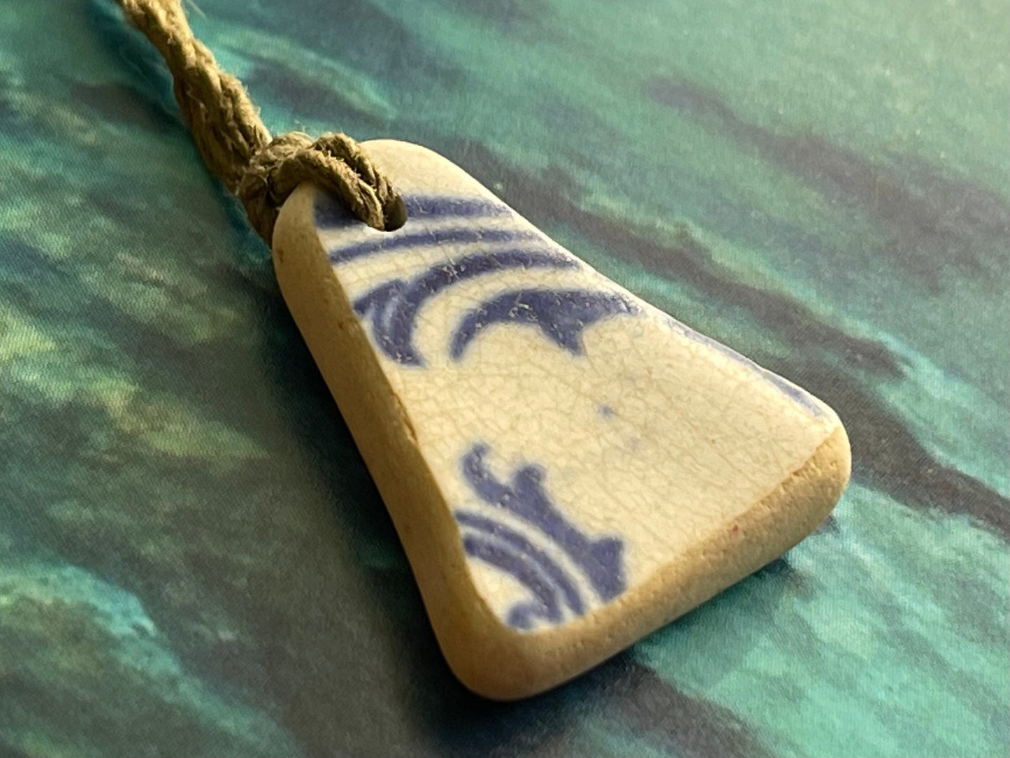 Recycled necklace, sea pottery necklace, eco friendly gift for her. Handmade necklace, boho gift for ocean lover. Ethical gift for a man