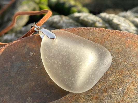 Sea glass necklace. Recycled gift, boho necklace, unusual gift for him, eco friendly gift for man, sea glass pendant, ethical jewellery