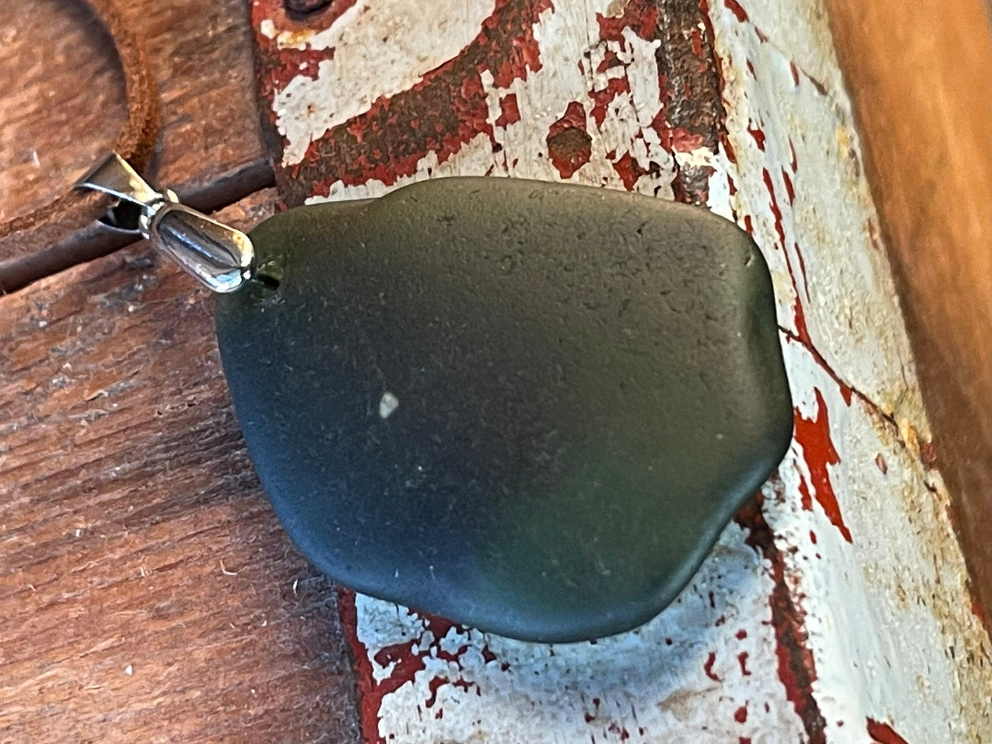 Sea glass necklace. Recycled gift, boho necklace, unusual gift for him, eco friendly gift for man, sea glass pendant, ethical jewellery