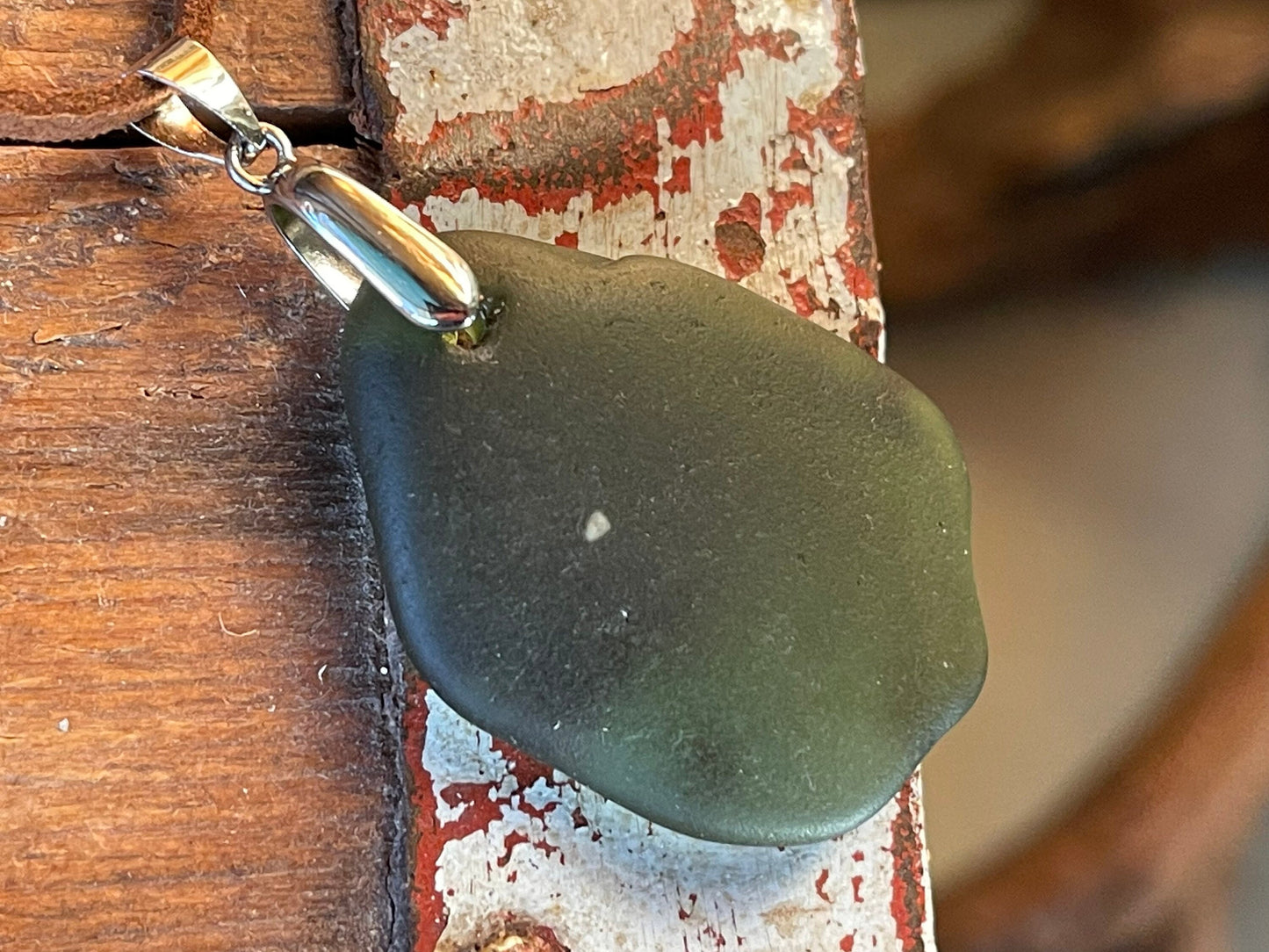 Sea glass necklace. Recycled gift, boho necklace, unusual gift for him, eco friendly gift for man, sea glass pendant, ethical jewellery