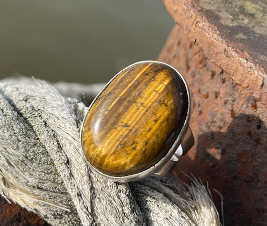 Tigers eye ring, unique gift for her, boho ring, boho jewellery, ethical jewellery, gift for him, hippy jewellery, tigers eye jewellery