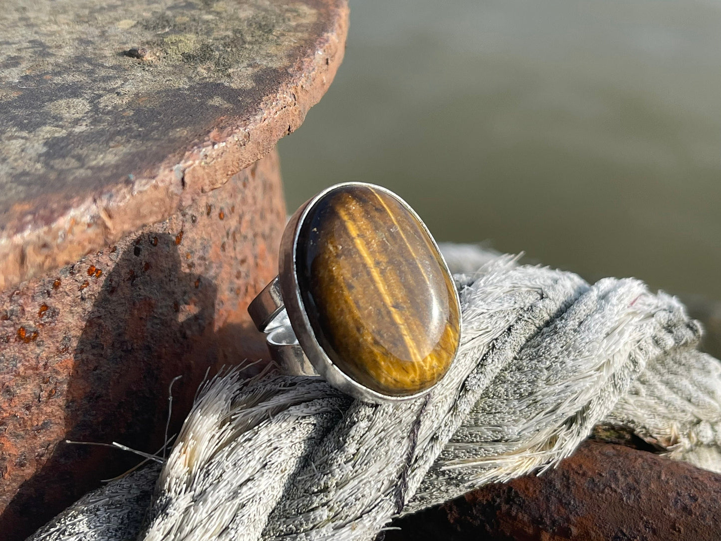 Tigers eye ring, unique gift for her, boho ring, boho jewellery, ethical jewellery, gift for him, hippy jewellery, tigers eye jewellery