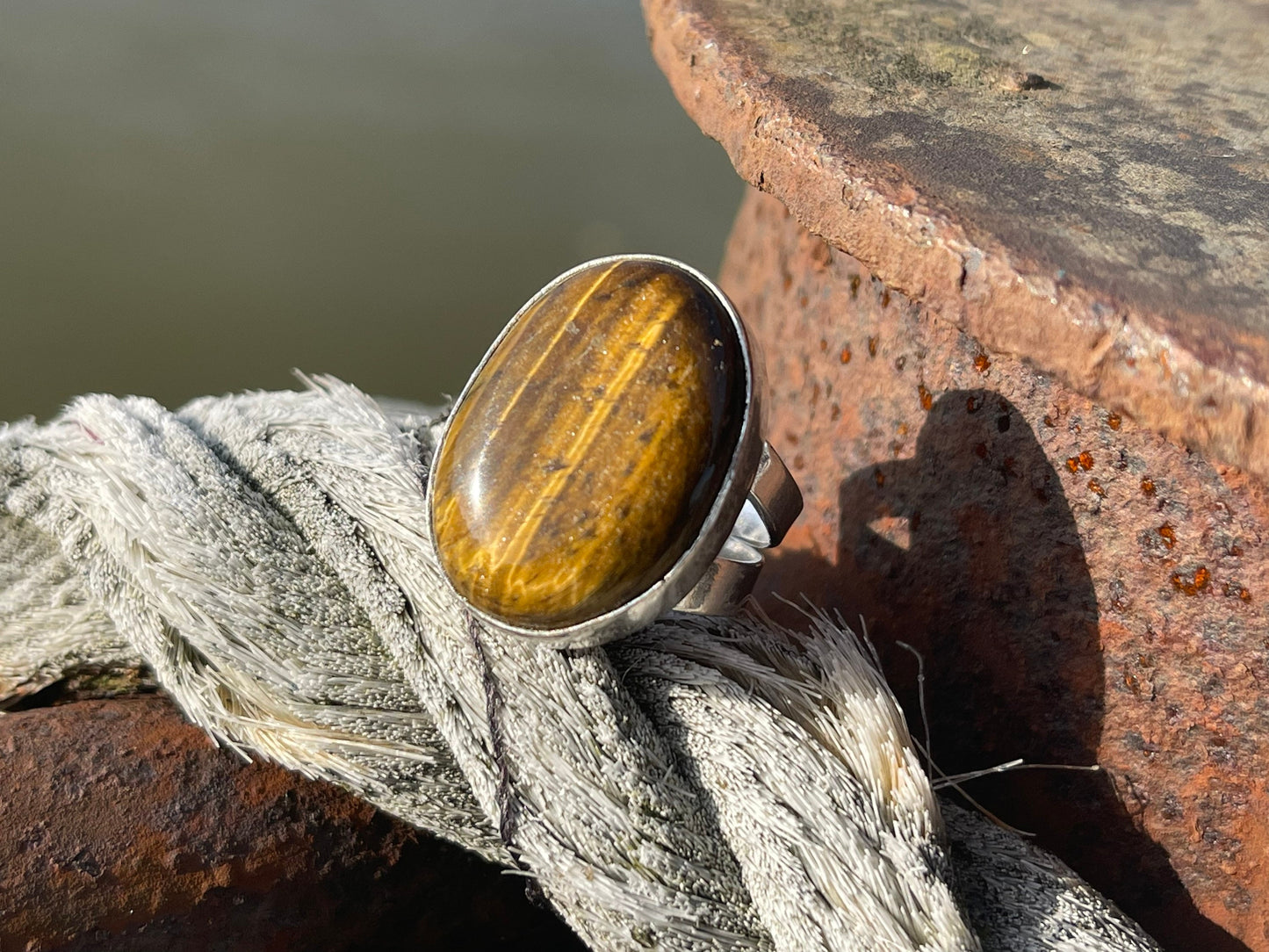 Tigers eye ring, unique gift for her, boho ring, boho jewellery, ethical jewellery, gift for him, hippy jewellery, tigers eye jewellery