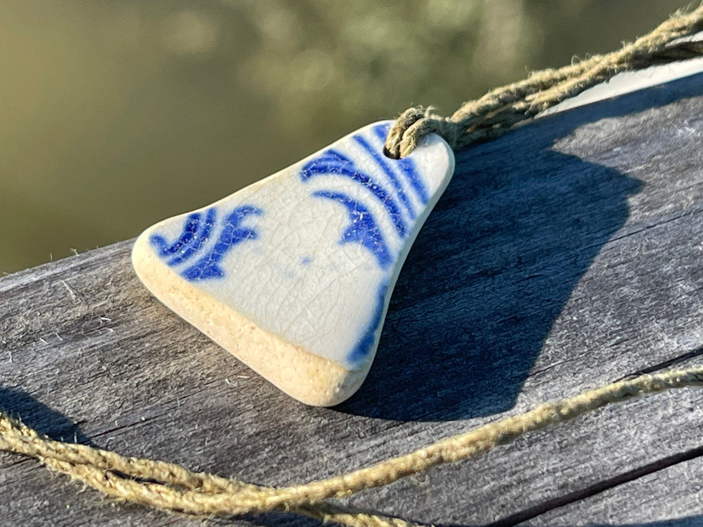 Recycled necklace, sea pottery necklace, eco friendly gift for her. Handmade necklace, boho gift for ocean lover. Ethical gift for a man