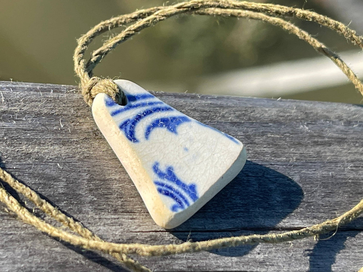 Recycled necklace, sea pottery necklace, eco friendly gift for her. Handmade necklace, boho gift for ocean lover. Ethical gift for a man