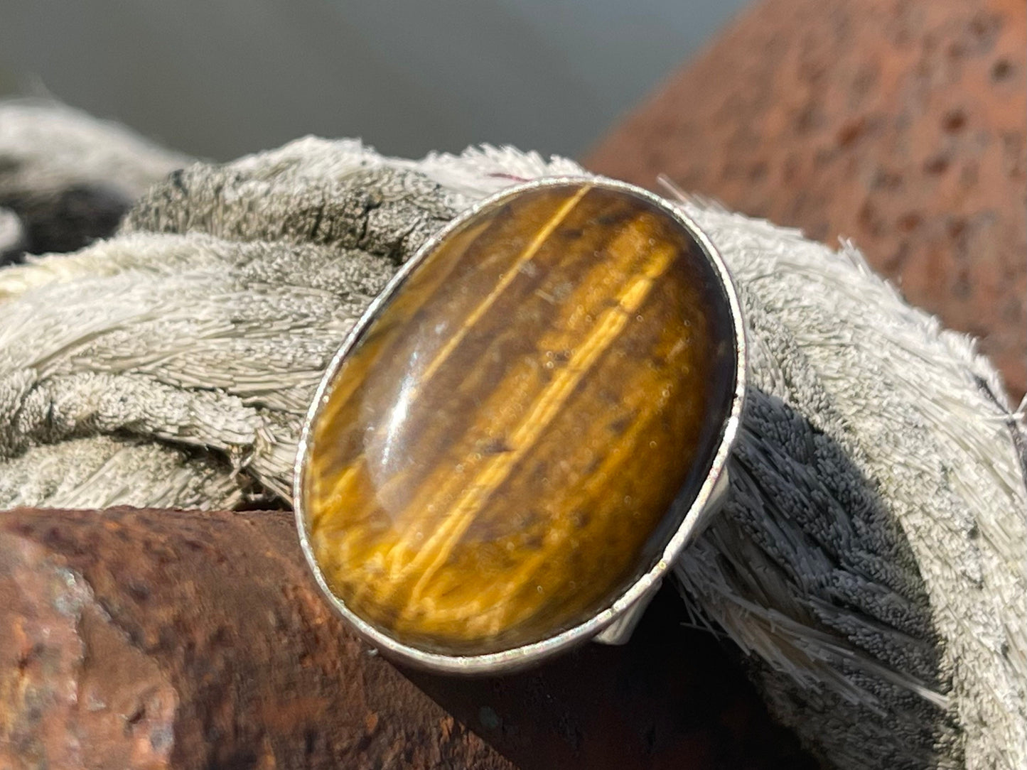 Tigers eye ring, unique gift for her, boho ring, boho jewellery, ethical jewellery, gift for him, hippy jewellery, tigers eye jewellery