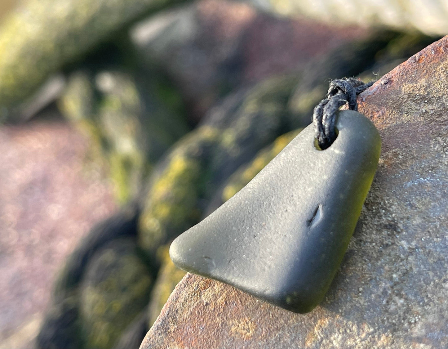 Eco friendly sea glass necklace. Ethical jewellery, boho necklace, unusual gift for him, gift for man, boho necklace, sea glass jewellery