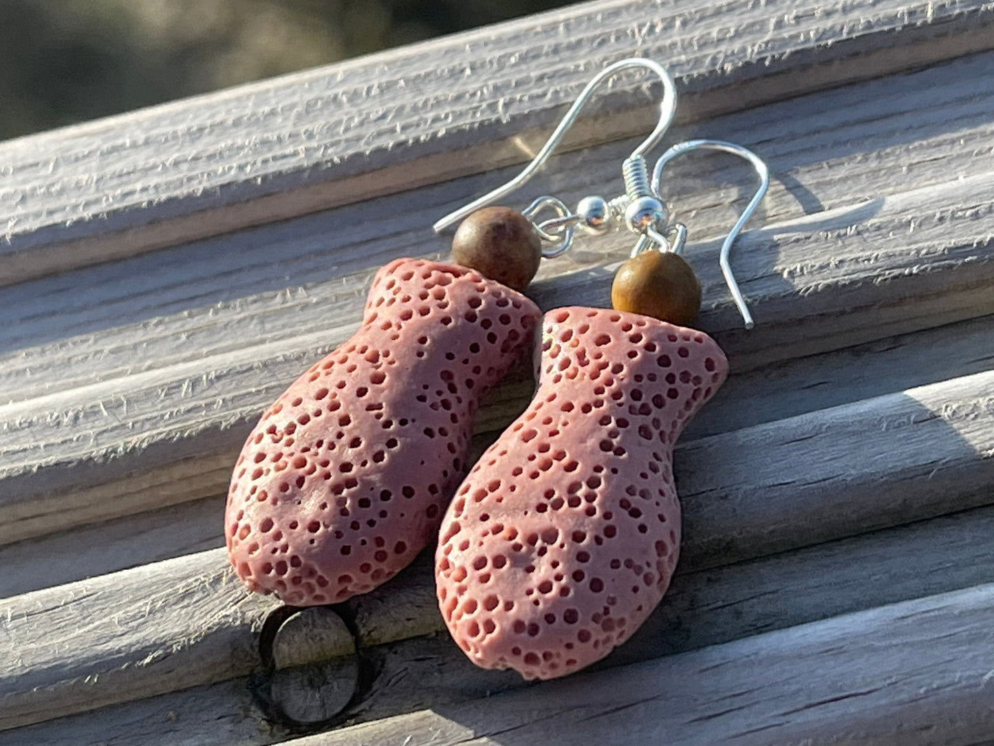 Goddess earrings, various colours. Lava earrings with picasso Jasper gemstones on recycled aluminium & sterling silver. Boho gift for her