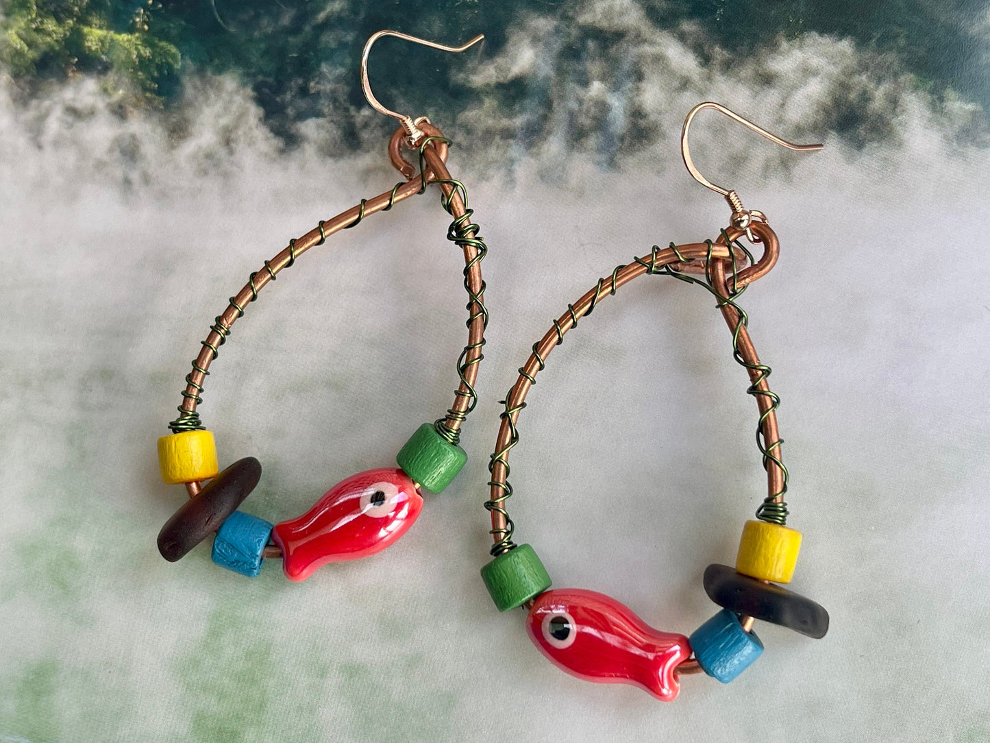 Eco friendly earrings, unique jewellery, boho gift for her, gift for Eco warrior, eco friendly earrings, handmade earrings, unique earrings