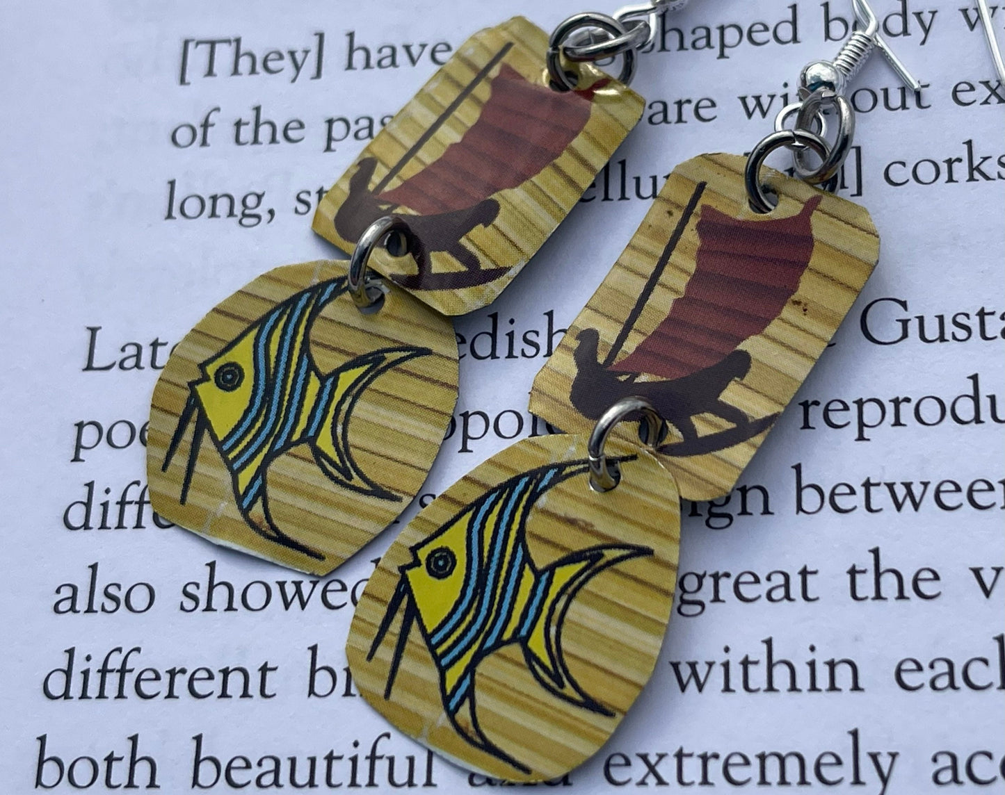 Recycled earrings, tin can jewellery, recycled jewellery, up cycled jewellery, eco friendly jewellery, boho gift for her, ethical jewellery