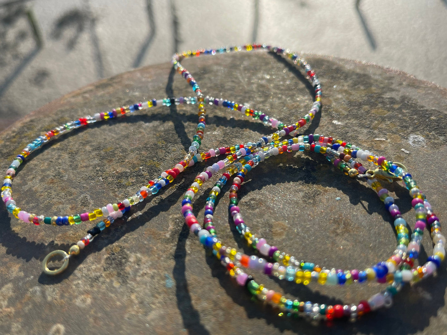 Recycled rainbow beads. Handmade bracelet, handmade anklet, boho necklace, eco friendly jewellery, ethical jewellery. Gift for her, PRIDE