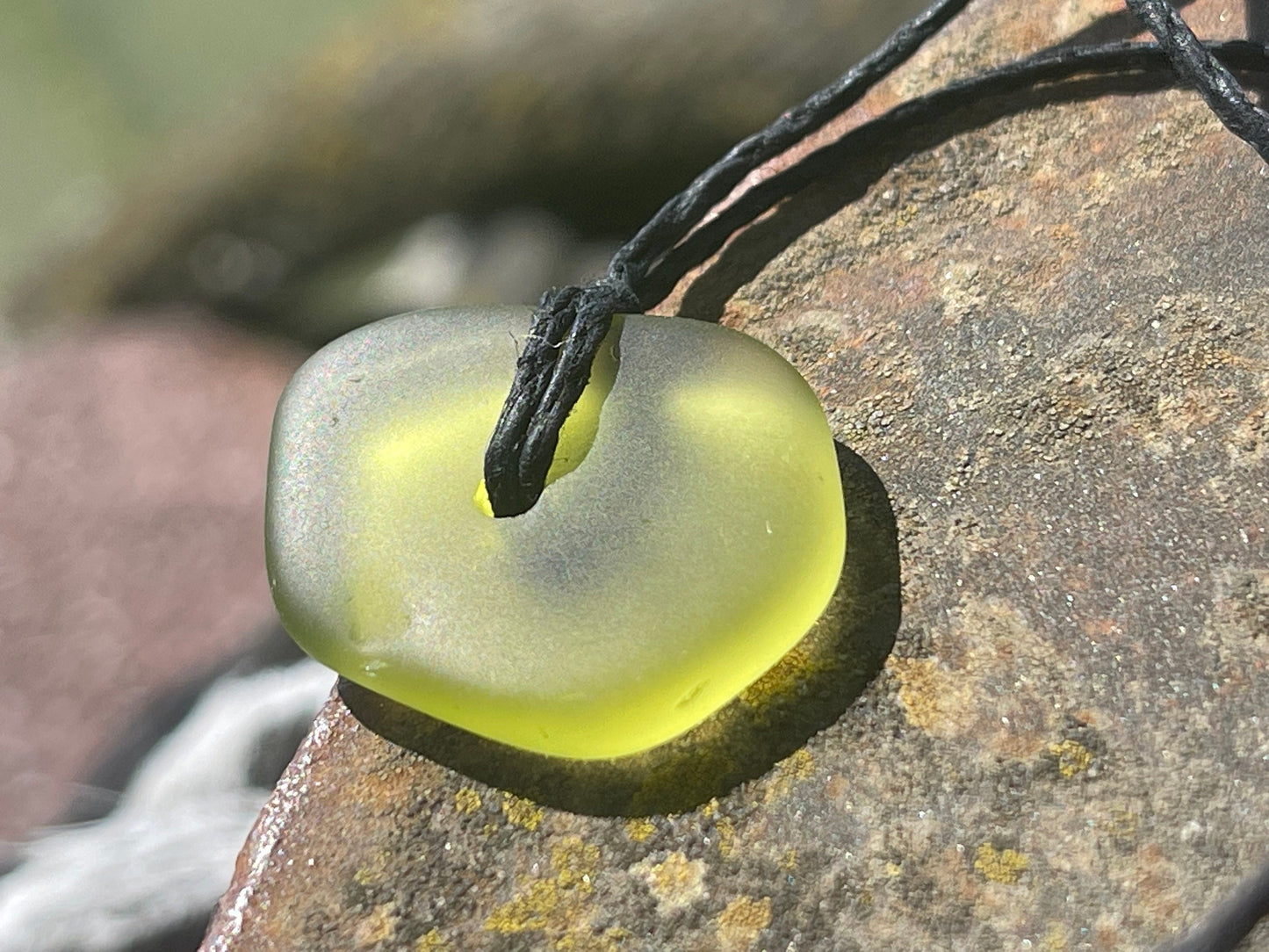 Green sea glass necklace. Recycled necklace, gift for him. Ethical jewellery. Sea glass pendant. Eco friendly necklace, boho surf jewellery