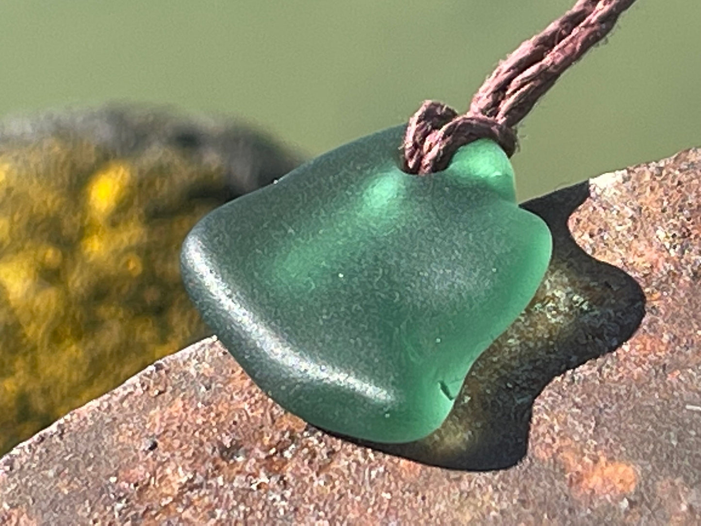 Ethically sourced sea glass pendant. Recycled necklace, unique boho gift for her, ethical jewellery, unique earthy jewelry handmade necklace