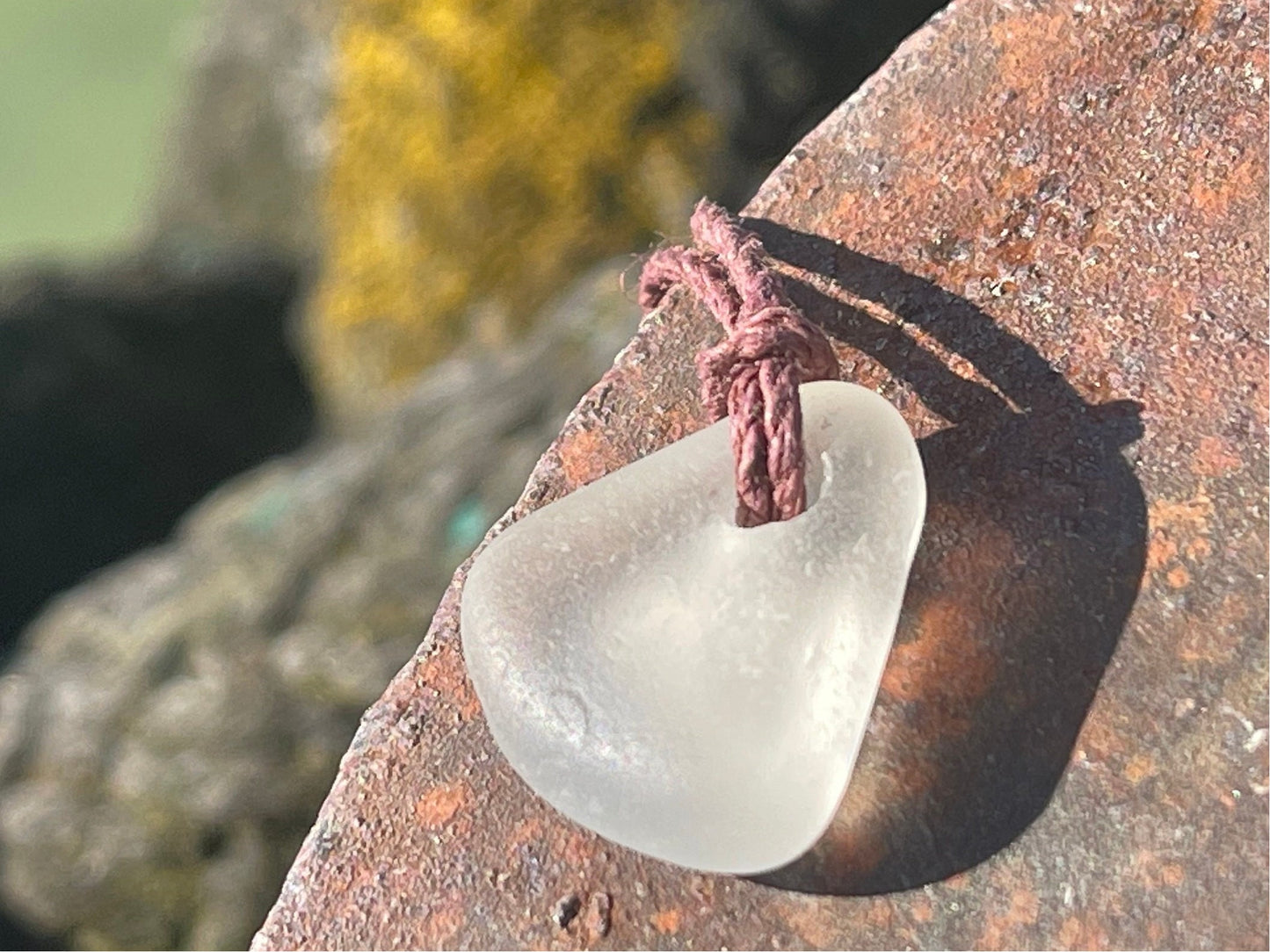 Ethically sourced sea glass pendant. Recycled necklace, unique boho gift for her, ethical jewellery, unique earthy jewelry handmade necklace