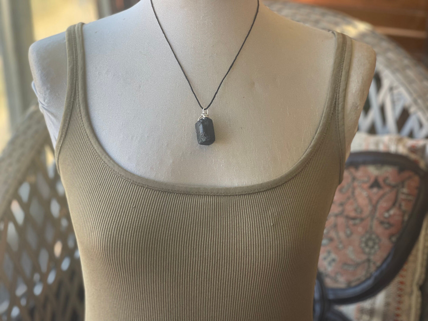 Black tourmaline necklace, boho necklace, ethical jewellery, boho gift for him, handmade necklace, romantic gift for him, tourmaline prndant