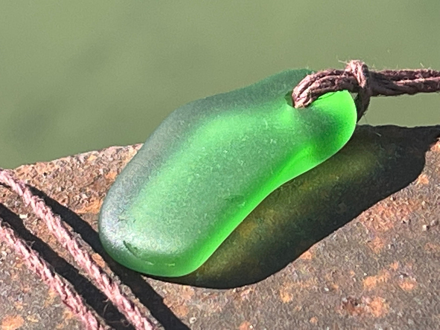 Ethically sourced sea glass pendant. Recycled necklace, unique boho gift for her, ethical jewellery, unique earthy jewelry handmade necklace