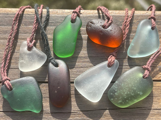 Ethically sourced sea glass pendant. Recycled necklace, unique boho gift for her, ethical jewellery, unique earthy jewelry handmade necklace