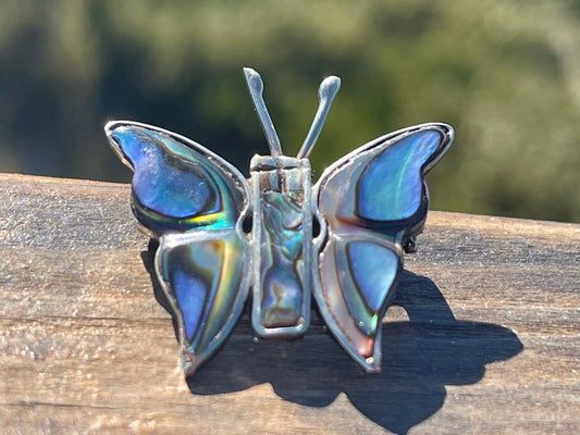 Abalone brooch, abalone jewellery, butterfly brooch. Eco friendly gift for her.  Vintage brooch, butterfly jewellery, gift for gardener