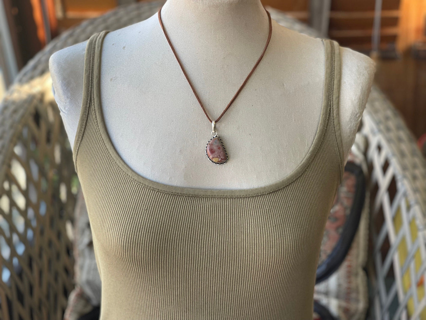 Pilbara Jasper necklace, pink gemstone necklace, romantic bohemian necklace, unusual jewellery, unusual gift for her, unique necklace