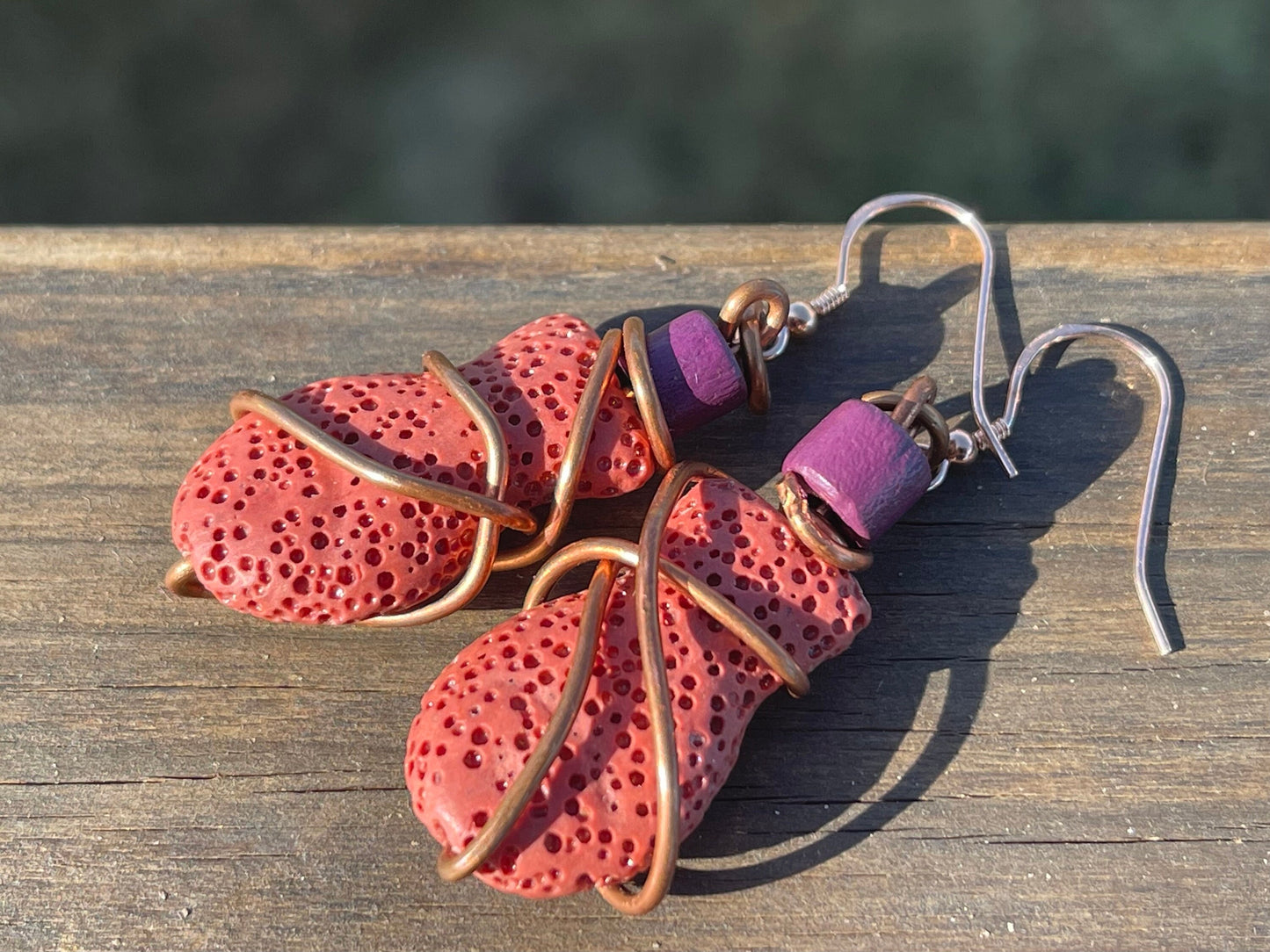 Lava earrings, pink earrings, handmade earrings, eco friendly jewellery, boho earrings, ethical gifts, handmade jewellery, ethical jewellery