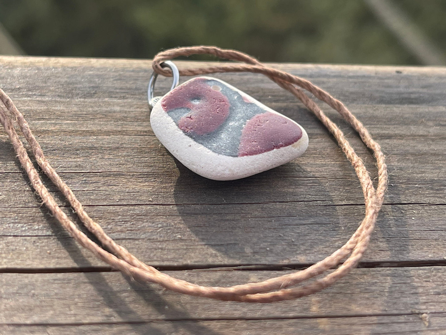 Recycled necklace, beach pottery necklace, eco friendly gift for her. Necklace for a man, boho gift for him. Ethical jewellery, boho pendant