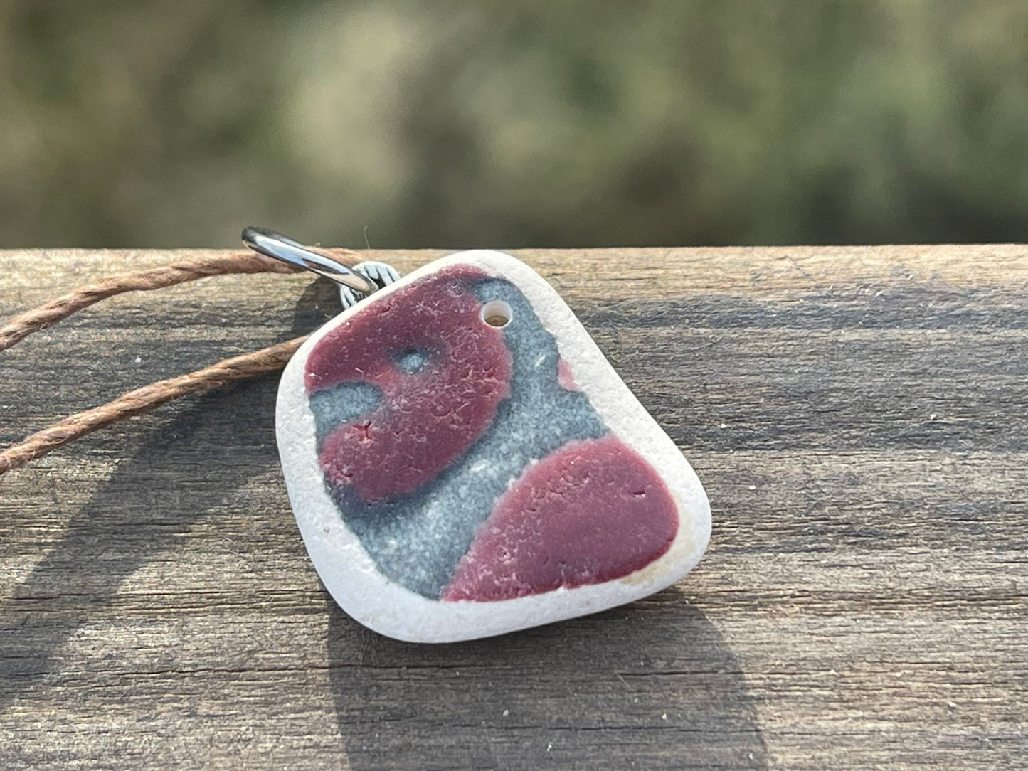 Recycled necklace, beach pottery necklace, eco friendly gift for her. Necklace for a man, boho gift for him. Ethical jewellery, boho pendant