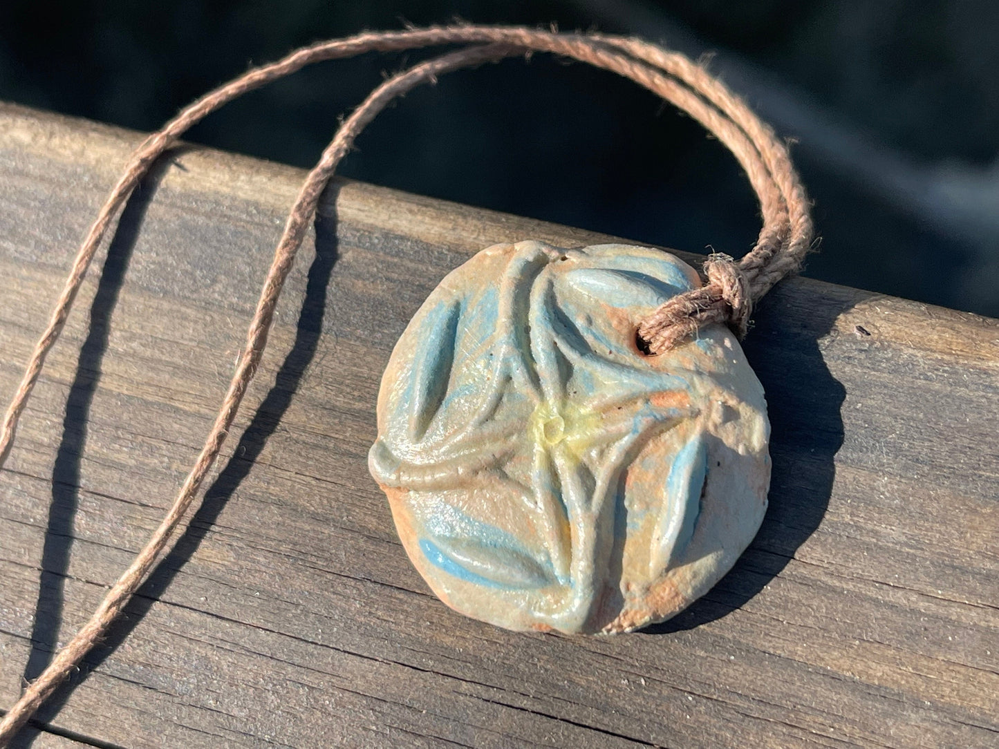 Handmade necklace made from Sussex clay. Ceramic necklace, peach necklace, pottery necklace, unique necklace, boho unique jewellery