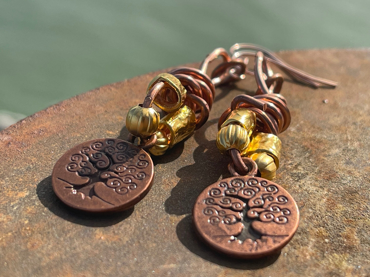 Handmade earrings, tree of life earrings. Boho earrings, ethical jewellery, unique earrings, hippy handmade jewellery, unique gift for her