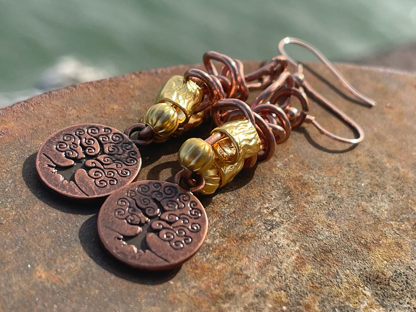 Handmade earrings, tree of life earrings. Boho earrings, ethical jewellery, unique earrings, hippy handmade jewellery, unique gift for her