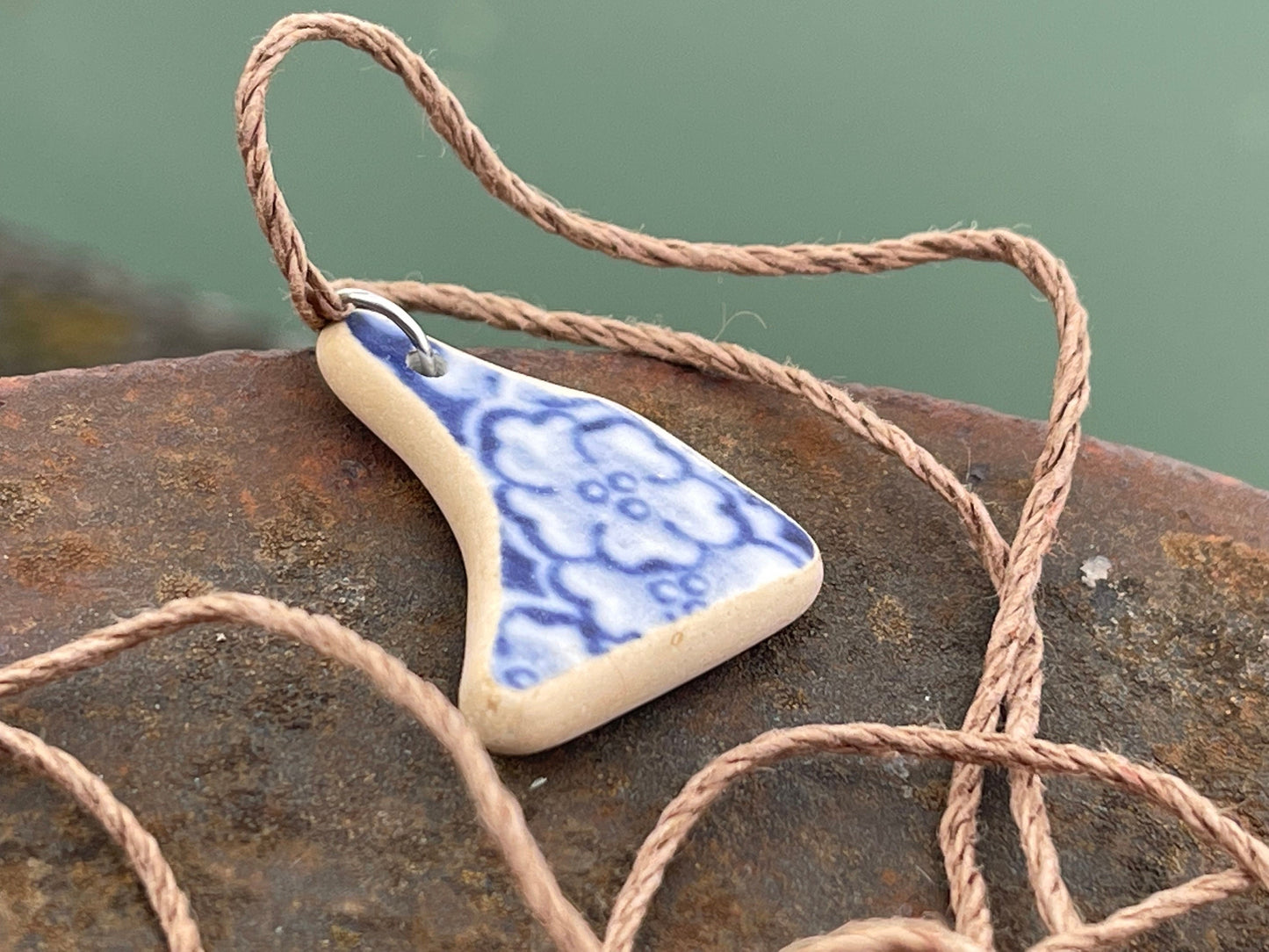 Eco friendly necklace, sea pottery necklace, eco friendly gift for her. Ethical jewellery, boho gift for ocean lover. Boho beach jewellery