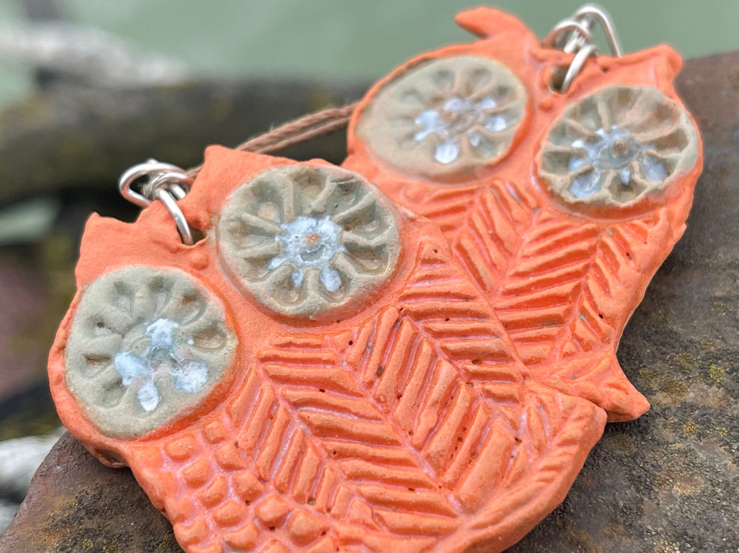 Handmade owl necklace. Sea glass necklace, orange necklace, unique necklace, owl necklaces, owl decoration, unique jewellery, owl gifts