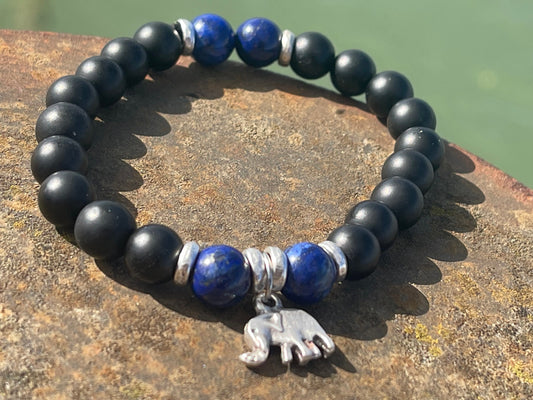 Gemstone bracelet, handmade gift for him, lapis bracelet, black onyx braclet, gift for a man, mans bracelet, boho bracelet, gifts for men