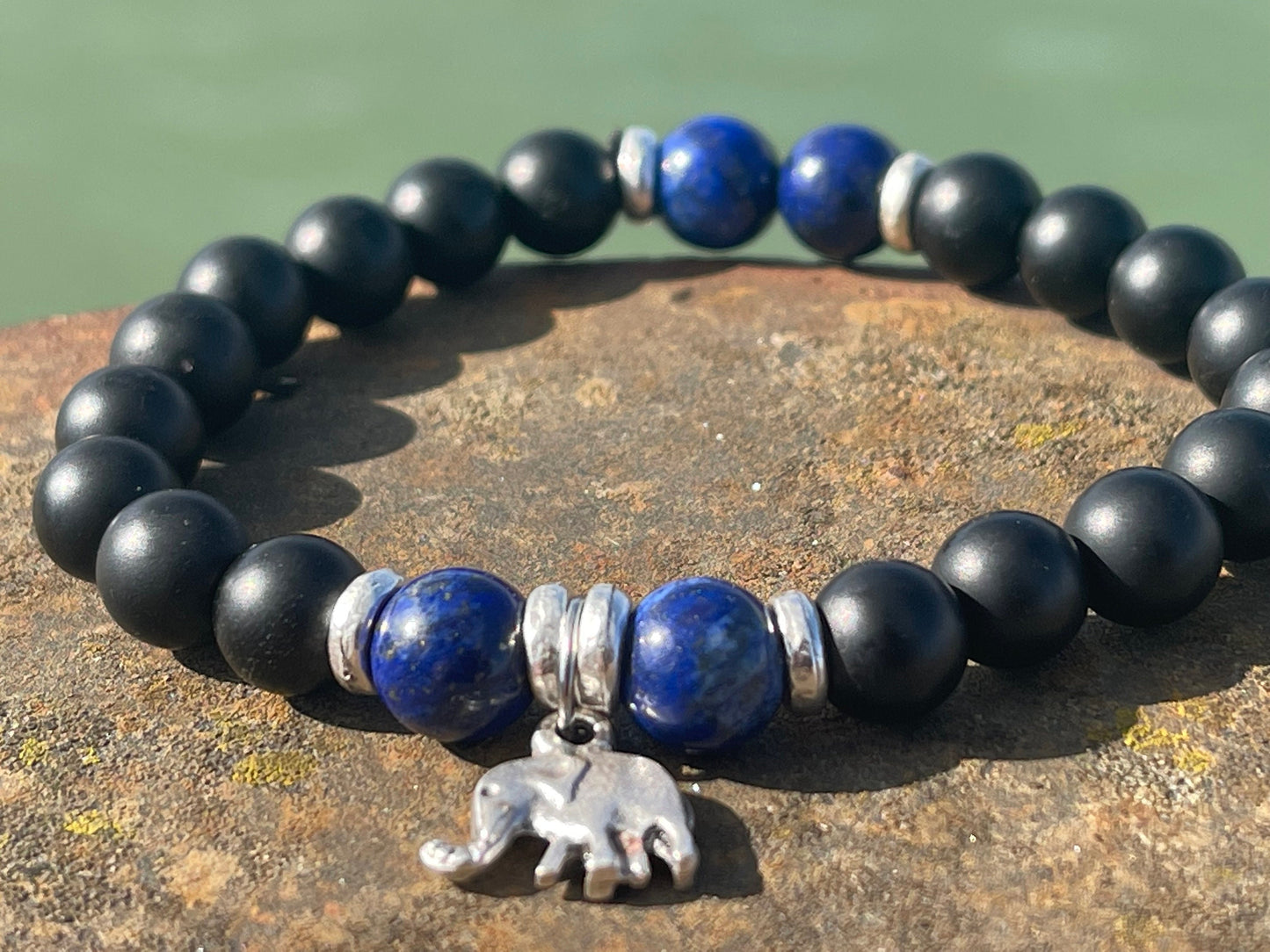 Gemstone bracelet, handmade gift for him, lapis bracelet, black onyx braclet, gift for a man, mans bracelet, boho bracelet, gifts for men