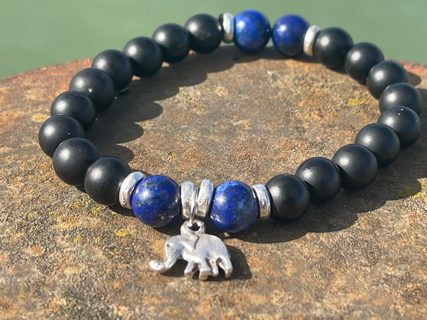 Gemstone bracelet, handmade gift for him, lapis bracelet, black onyx braclet, gift for a man, mans bracelet, boho bracelet, gifts for men