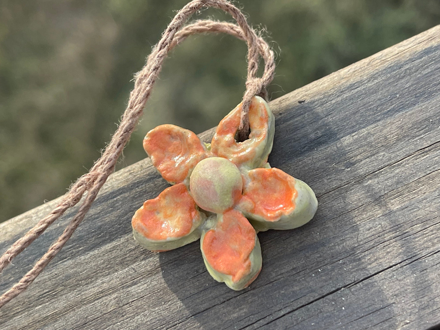 SALE. Handmade necklace made from Sussex clay. Ceramic necklace, orange necklace, pottery necklace, unique necklace, boho unique jewellery