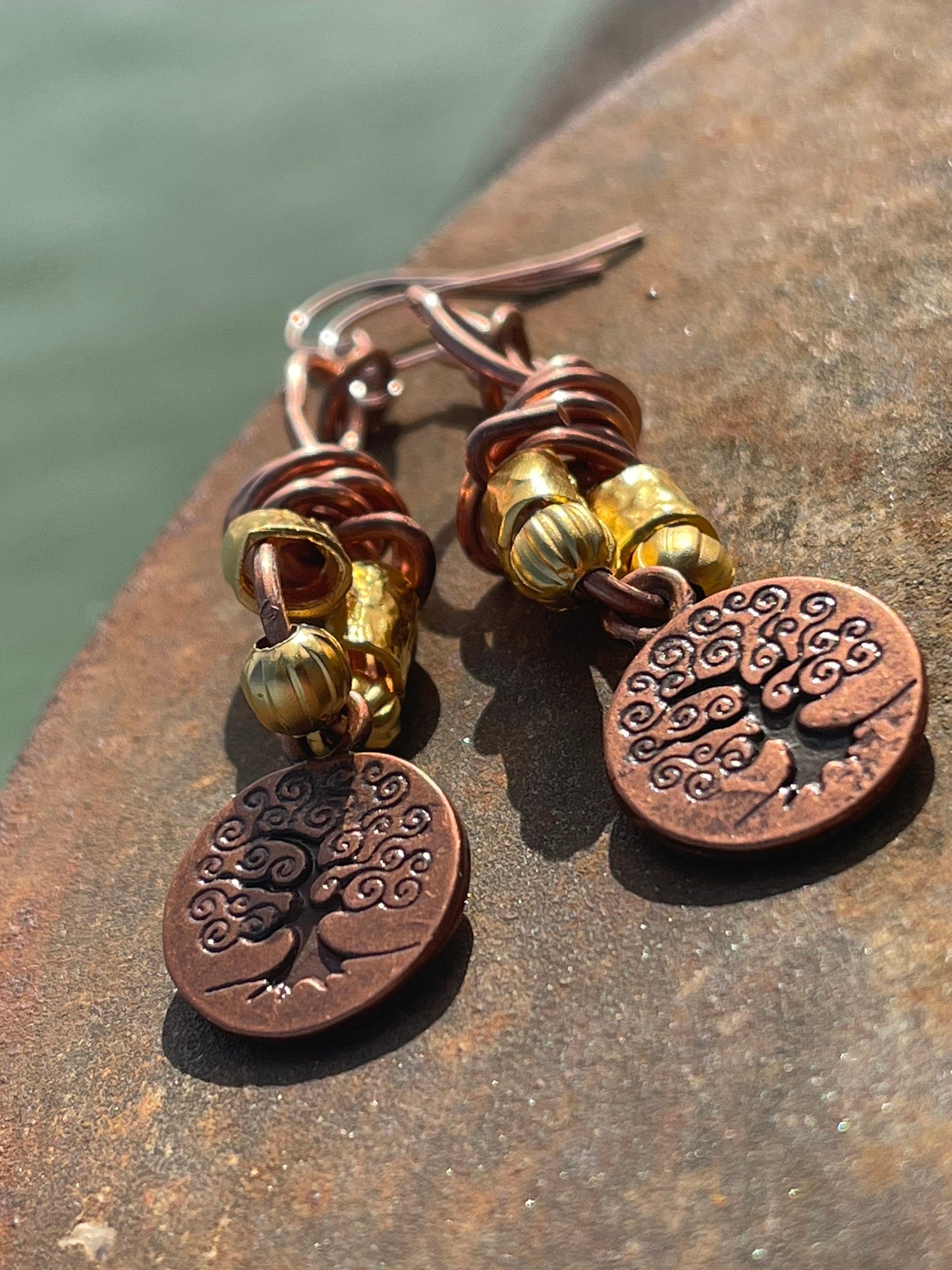 Handmade earrings, tree of life earrings. Boho earrings, ethical jewellery, unique earrings, hippy handmade jewellery, unique gift for her