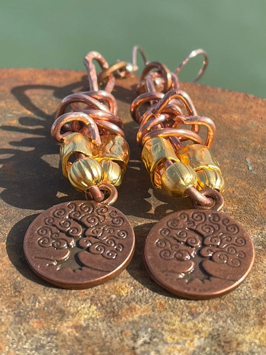 Handmade earrings, tree of life earrings. Boho earrings, ethical jewellery, unique earrings, hippy handmade jewellery, unique gift for her