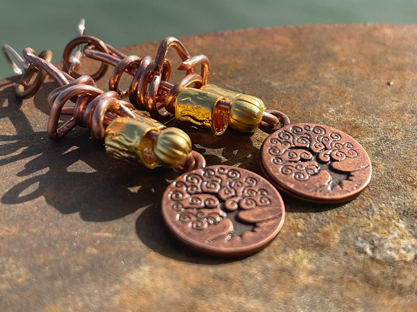 Handmade earrings, tree of life earrings. Boho earrings, ethical jewellery, unique earrings, hippy handmade jewellery, unique gift for her