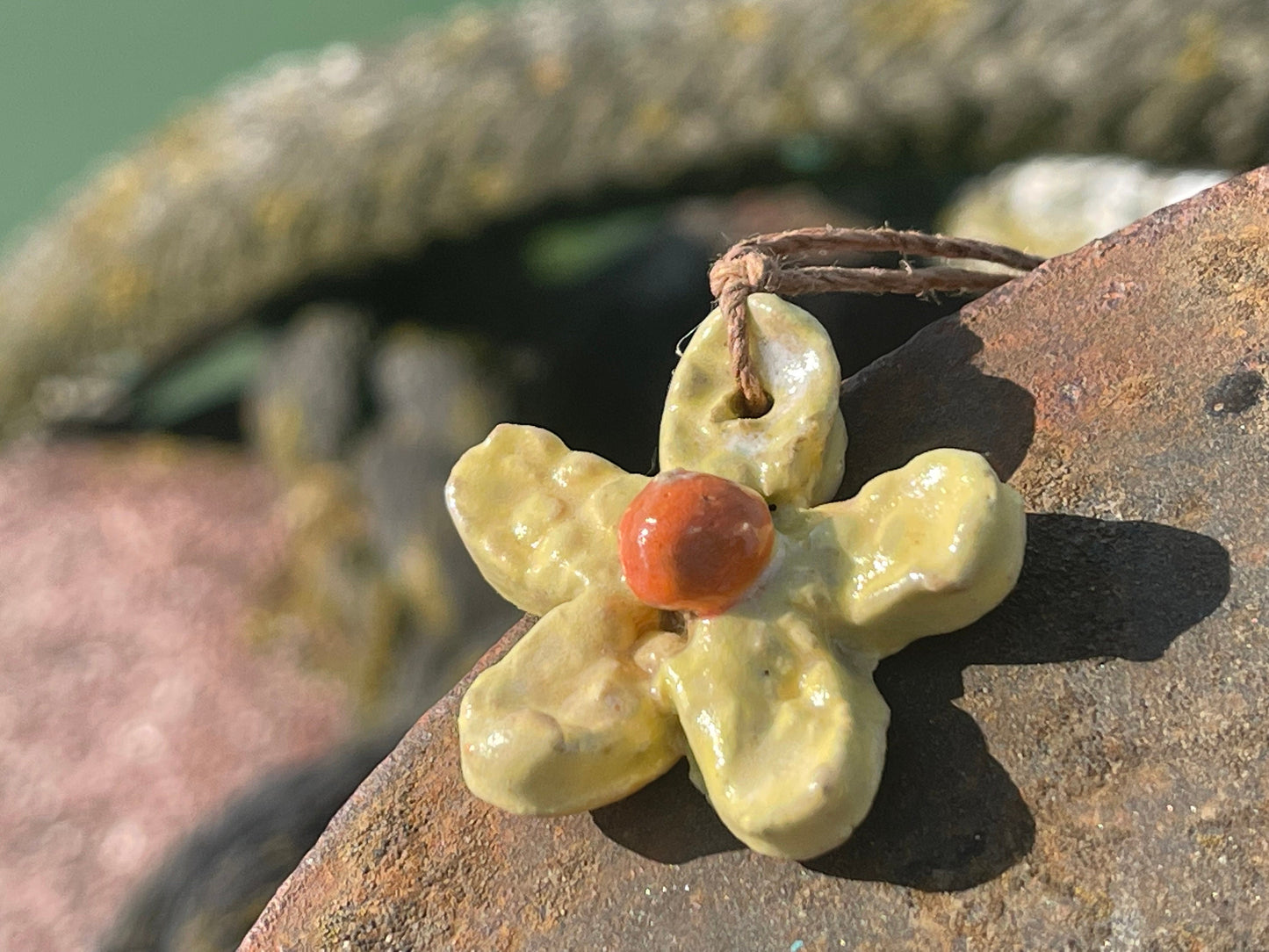 Flower necklace. Yellow necklace, unique jewellery, floral necklace, handmade flower pendant, ethical jewellery, eco friendly jewellery