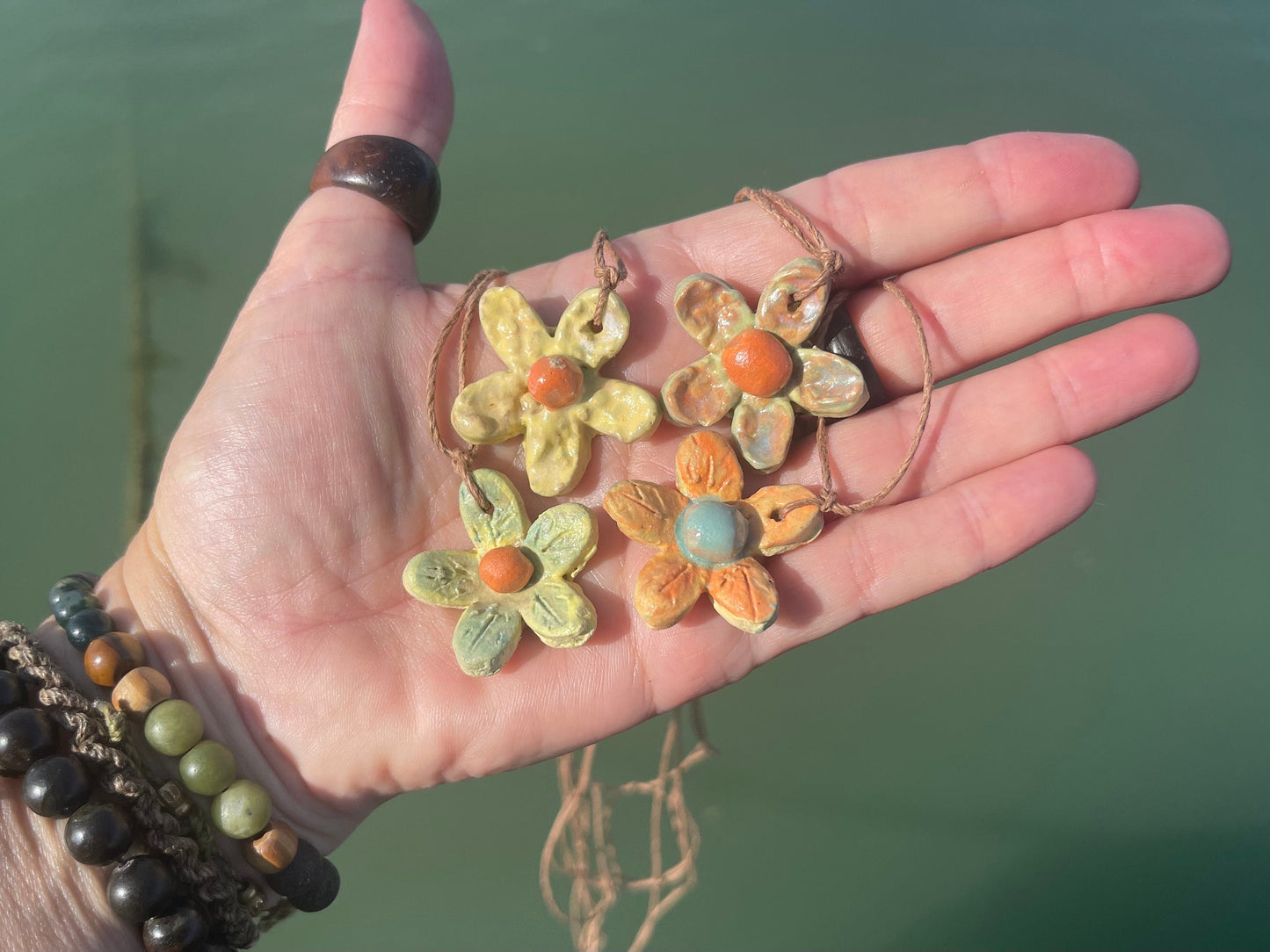 Flower necklace. Yellow necklace, unique jewellery, floral necklace, handmade flower pendant, ethical jewellery, eco friendly jewellery