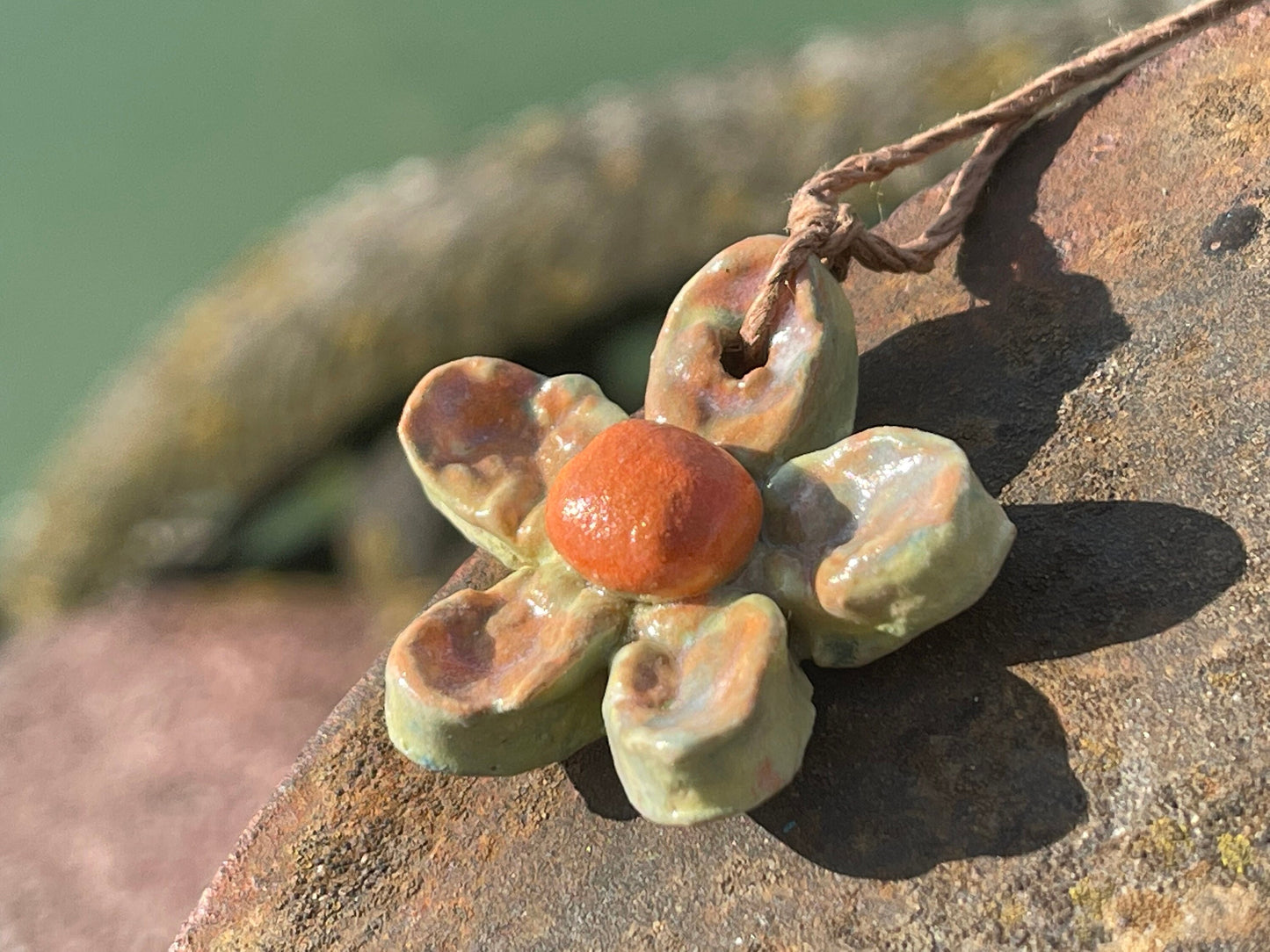 Flower necklace. Yellow necklace, unique jewellery, floral necklace, handmade flower pendant, ethical jewellery, eco friendly jewellery