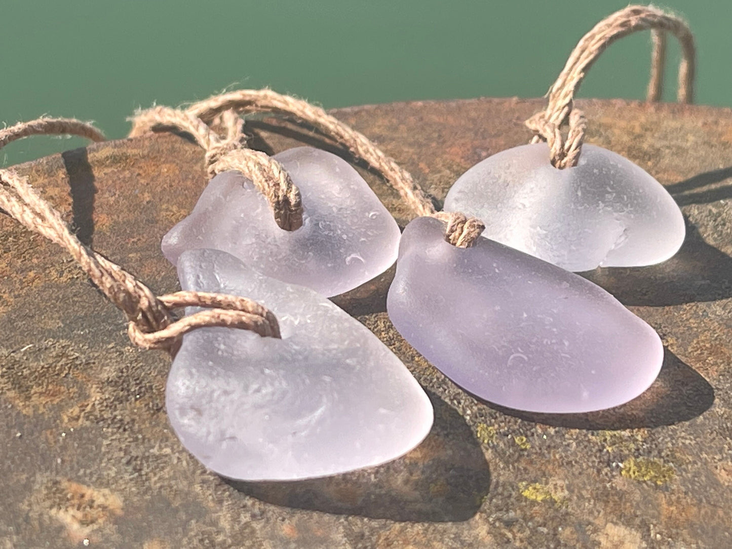 Rustic pink sea glass necklaces. Recycled gift, boho necklaces, unusual gift for him, gift for her, hippy necklace, eco friendly necklaces