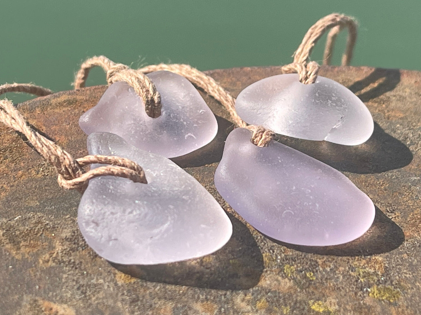 Rustic pink sea glass necklaces. Recycled gift, boho necklaces, unusual gift for him, gift for her, hippy necklace, eco friendly necklaces