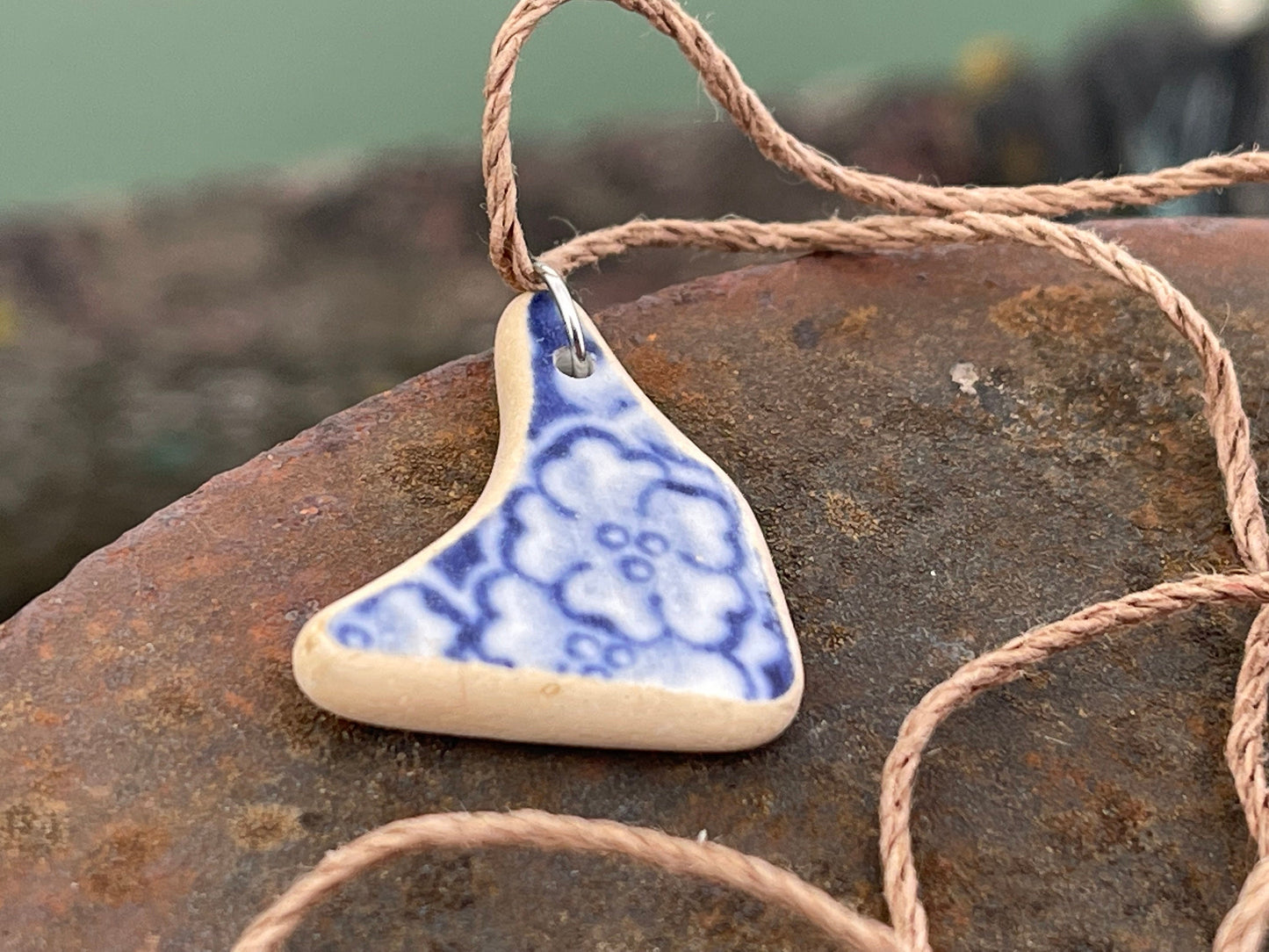 Eco friendly necklace, sea pottery necklace, eco friendly gift for her. Ethical jewellery, boho gift for ocean lover. Boho beach jewellery