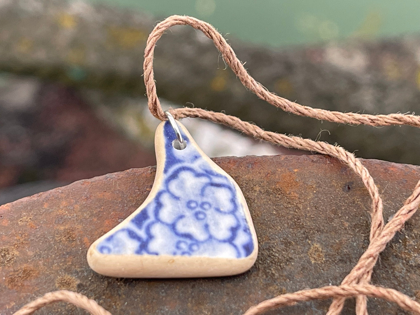 Eco friendly necklace, sea pottery necklace, eco friendly gift for her. Ethical jewellery, boho gift for ocean lover. Boho beach jewellery